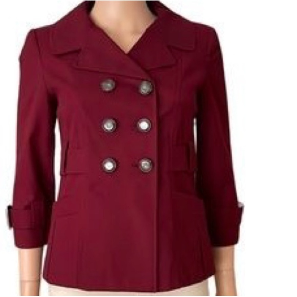 NWOT Burgundy Red Wine Banana Republic Double Breasted Casual Blazer 2 XS S (A5)